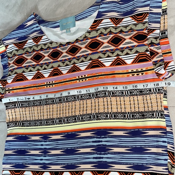 Aztec print rainbow colored shift dress mini size small skies are blu - Picture 4 of 5